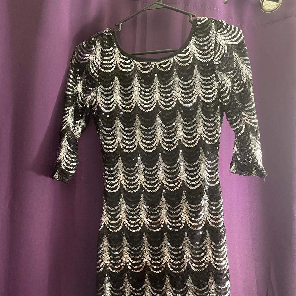 Black and Silver Sequined Dress